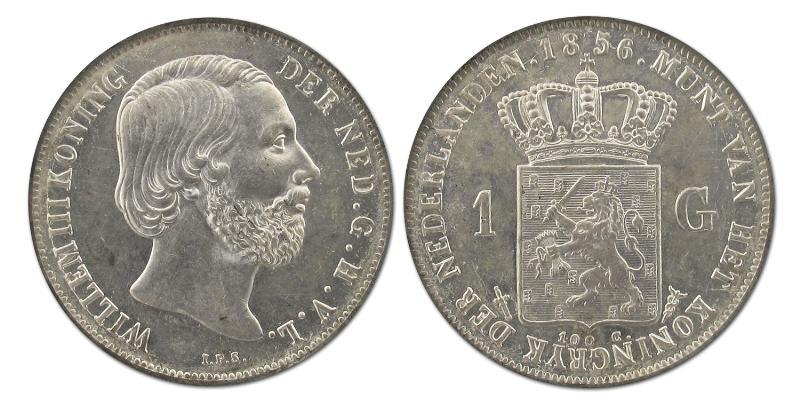 1 gulden Willem III 1856. Prachtig / FDC.                                                                                                                                                                                                                      