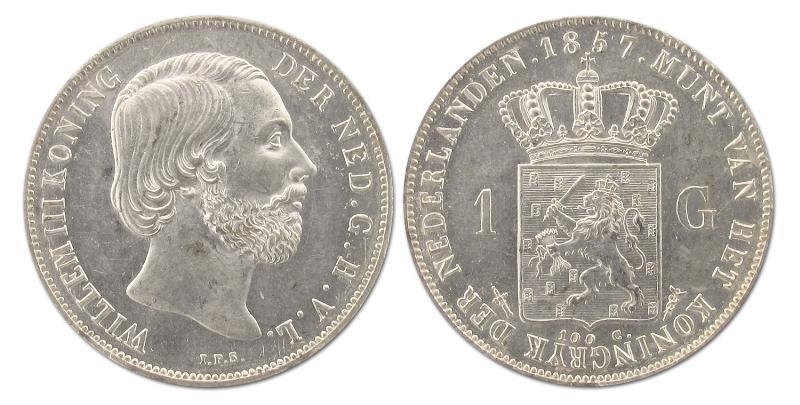 1 gulden Willem III 1857. Prachtig / FDC.                                                                                                                                                                                                                      