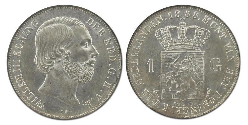 1 gulden Willem III 1858. FDC.                                                                                                                                                                                                                                 