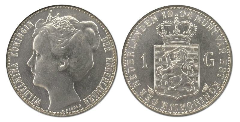 1 gulden Wilhelmina 1904. FDC -.                                                                                                                                                                                                                               