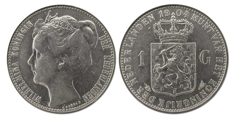 1 gulden Wilhelmina 1904. Prachtig -.                                                                                                                                                                                                                          
