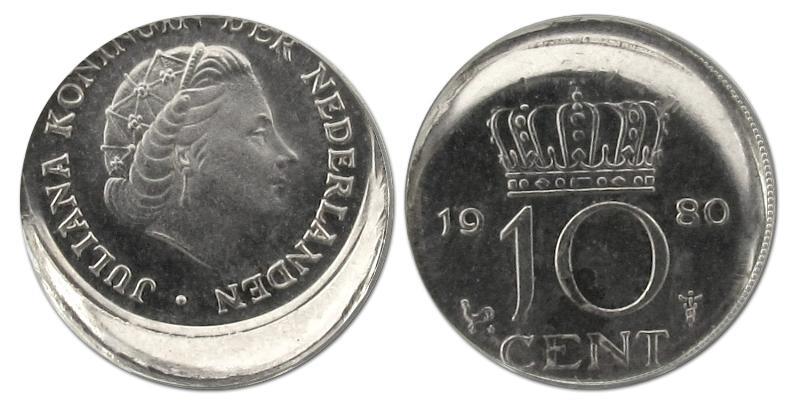 10 cent Juliana 1980 excentrisch geslagen. FDC.                                                                                                                                                                                                                