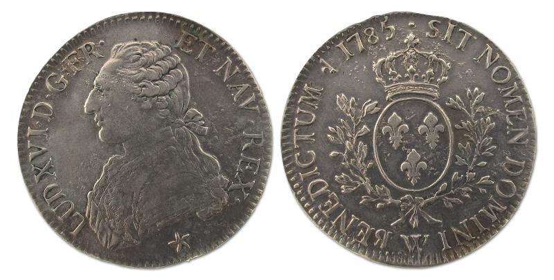 Frankrijk . Lodewijk XVI.  Ecu aaux Lauriers, 1785 W.                                                                                                                                                                                                          