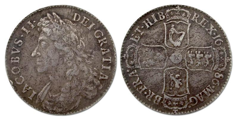 Groot Brittannie. James II. 1685 - 1688. Half Crown 1686.  ANNO REGNI SECVNDO.                                                                                                                                                                                 