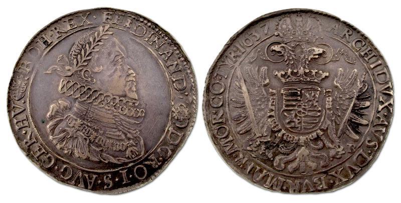 Oostenrijk. Ferdinand II, 1619-1637. Taler 1637 Kremnitz.                                                                                                                                                                                                      