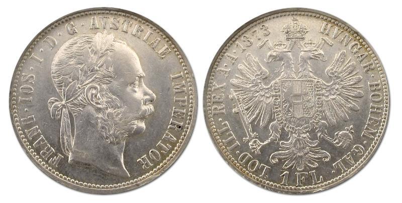 Oostenrijk. Franz Joseph I,  1848 - 1916.  Florin 1873.                                                                                                                                                                                                        