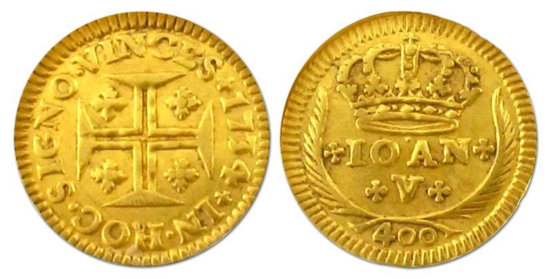 Portugal. Johan V, 1706 - 1750. 400 Reis 1734.                                                                                                                                                                                                                 