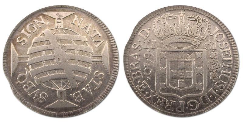 Brazilië. Jose I, 1750 - 1777.  640 Reis 1751 R.                                                                                                                                                                                                               
