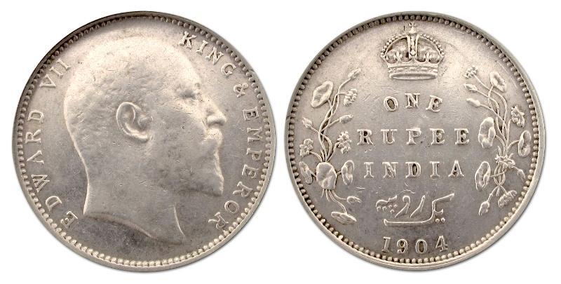 Brits - India. Edward VII. Rupee 1904.                                                                                                                                                                                                                         
