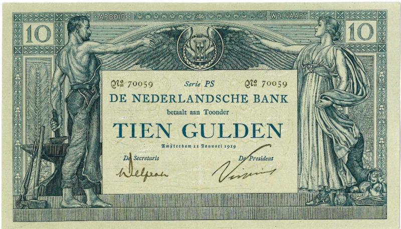 Nederland. 10 gulden. Bankbiljet. Type 1904 Arbeid en Welvaart. - Zeer Fraai/Prachtig.                                                                                                                                                                         