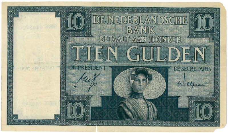 Nederland. 10 gulden. Bankbiljet. Type 1924. Zeeuws Meisje. - Fraai/Zeer Fraai.                                                                                                                                                                                