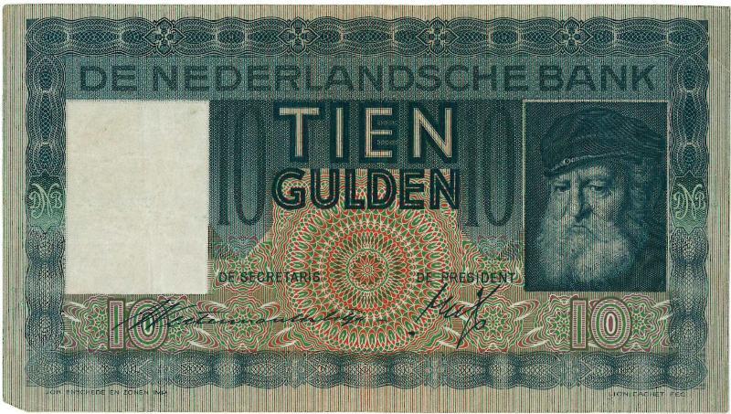 Nederland. 10 gulden. Bankbiljet. Type 1933. Grijsaard. - Fraai / Zeer Fraai.                                                                                                                                                                                  