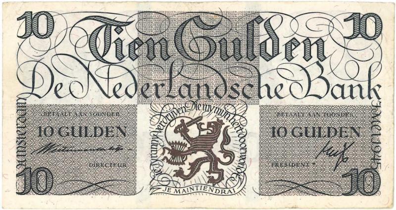 Nederland. 10 gulden. Bankbiljet. Type 1945I. Lieftincktientje. - Zeer/Fraai.                                                                                                                                                                                  