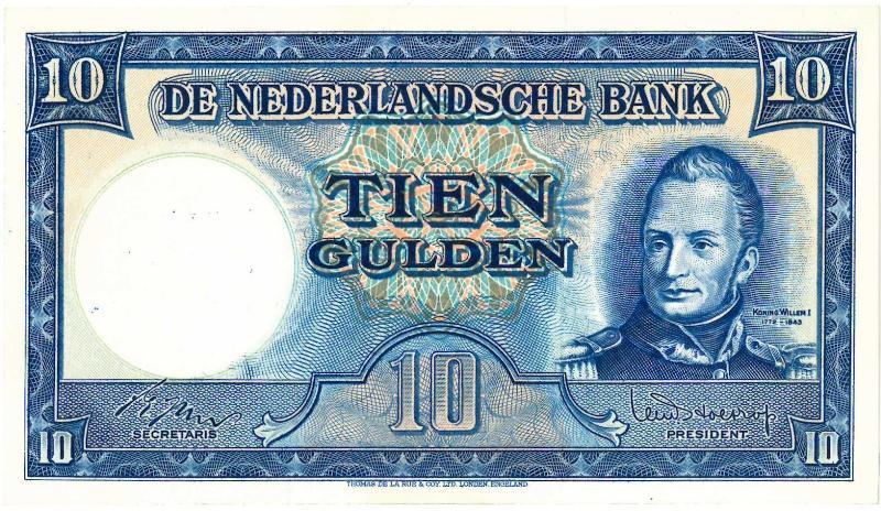 Nederland. 10 gulden. Bankbiljet. Type 1949. Willem I Molen. - Prachtig.                                                                                                                                                                                       