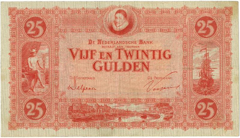 Nederland. 25 gulden. Bankbiljet. Type 1930. Willem van Oranje. - Zeer Fraai+.                                                                                                                                                                                 