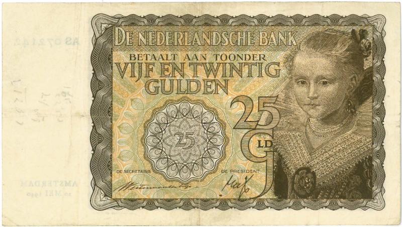 Nederland. 25 gulden. Bankbiljet. Type 1940. Prinsesje. - Zeer Fraai.                                                                                                                                                                                          