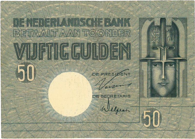 Nederland. 50 gulden. Bankbiljet. Type 1929. Minerva. - Zeer Fraai +.                                                                                                                                                                                          