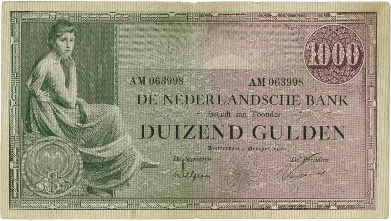 Nederland. 1000 gulden. Bankbiljet. Type 1926. Grietje Seel. - Zeer Fraai.                                                                                                                                                                                     