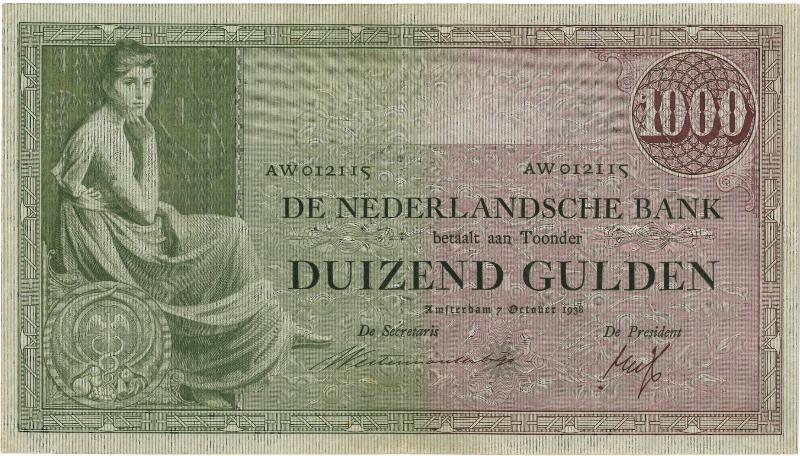 Nederland. 1000 gulden. Bankbiljet. Type 1926. Grietje Seel. - Zeer Fraai+.                                                                                                                                                                                    