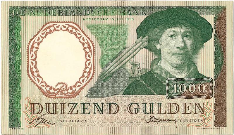 Nederland. 1000 gulden. Bankbiljet. Type 1956. Rembrandt. - Zeer Fraai/Prachtig.                                                                                                                                                                               