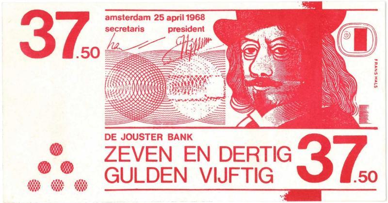 Reclamegeld. 37,50 gulden Waardebon. type 1968.                                                                                                                                                                                                                