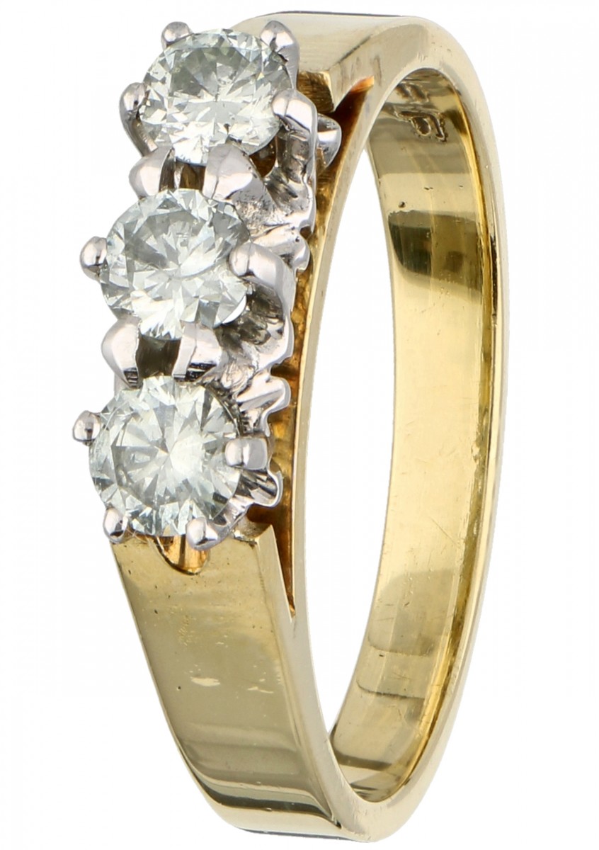 Geelgouden Graff 3-steens ring bezet met ca. 0.66 ct. diamant - 18 kt.