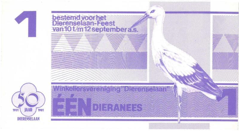 Reclamegeld. 1 dieranees. - UNC.                                                                                                                                                                                                                               