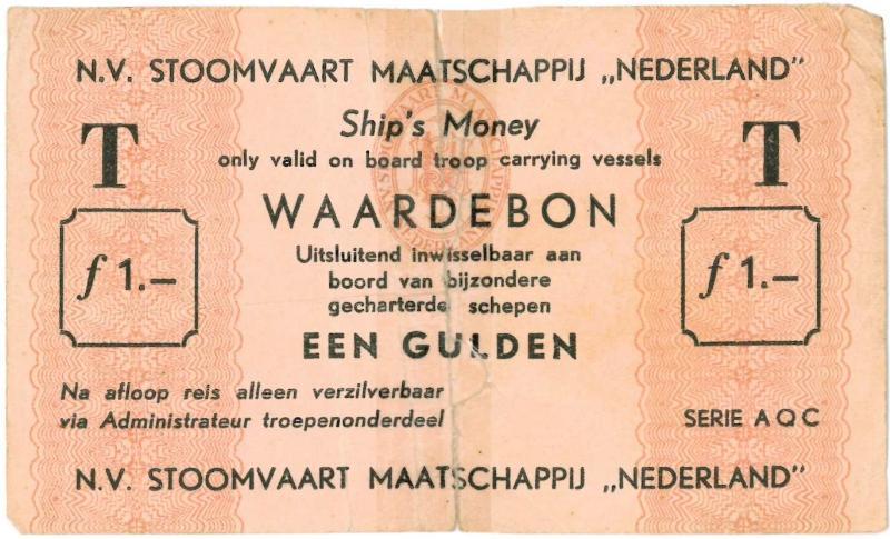 Scheepsgeld. 1 gulden. waardebon. type 1947. Shipsmoney - Fraai +.                                                                                                                                                                                             