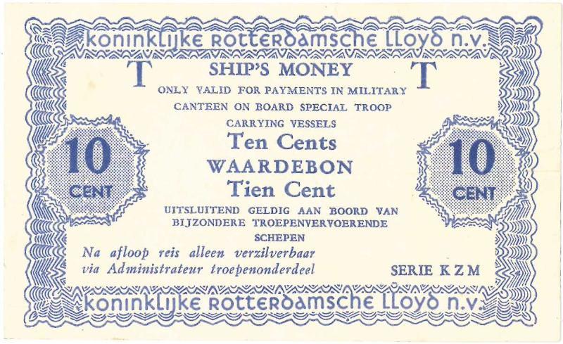 Scheepsgeld. 10 cent. waardebon. type 1949. Shipsmoney - Zeer Fraai                                                                                                                                                                                            