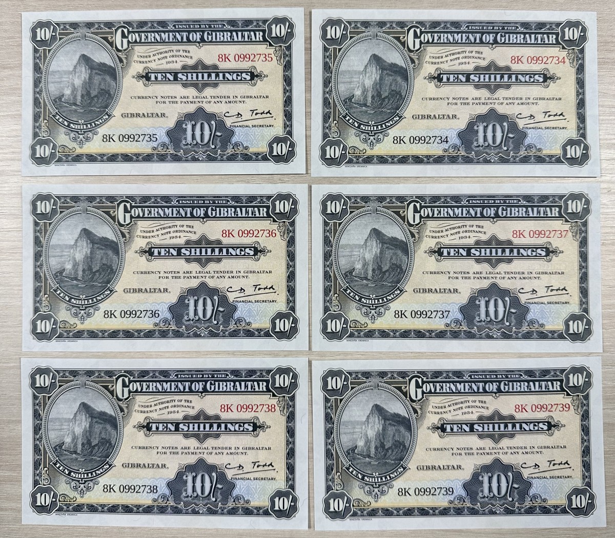 Lot 6 banknotes. - UNC.