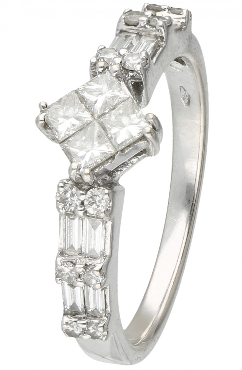 Witgouden ring bezet met ca. 0.68 ct. diamant - 18 kt.