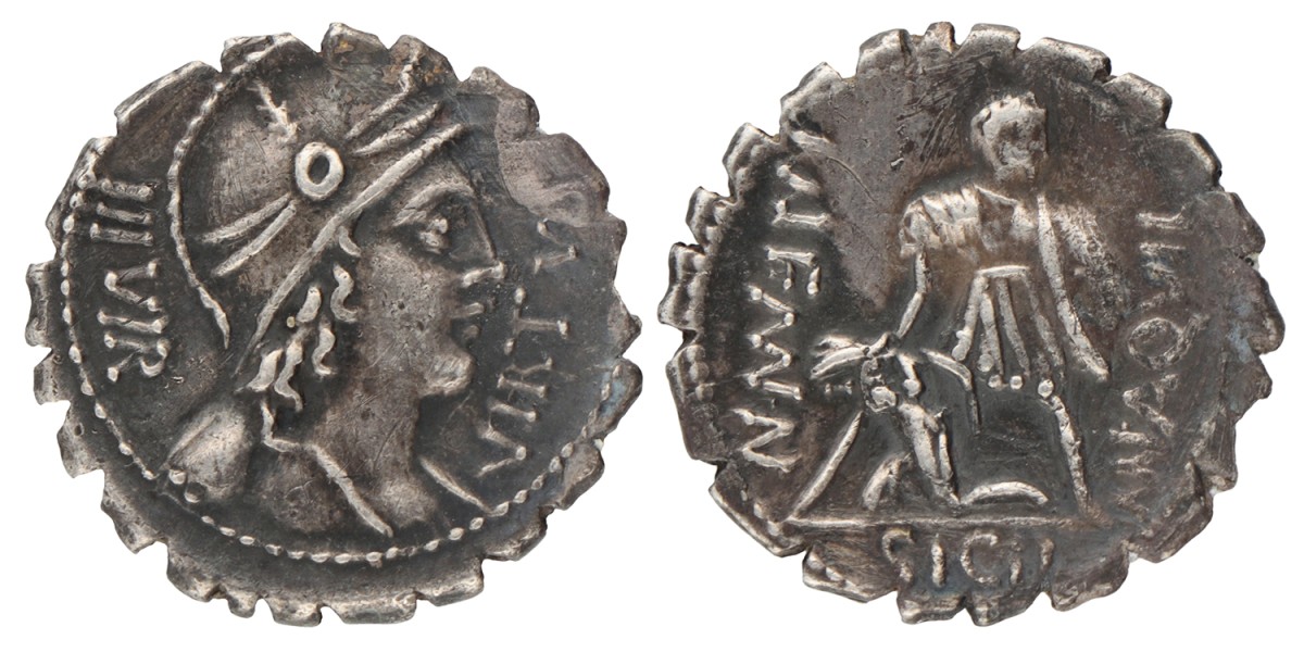 Roman Republic. Mn. Aquilius. Denarius. ND (65 BC).