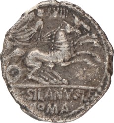 Roman Republic. D. Iunius Silanus L.f. Denarius. ND (91 BC).