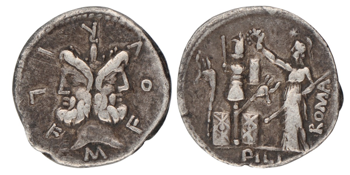 Roman Republic. M. Furius Philus L.f. Denarius. ND (119 BC).