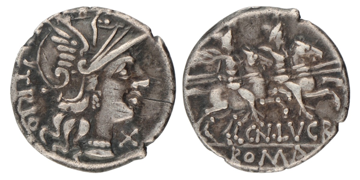 Roman Republic. Cn. Lucretius Trio. Denarius. ND (136 BC).
