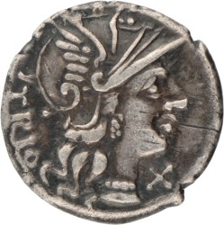 Roman Republic. Cn. Lucretius Trio. Denarius. ND (136 BC).