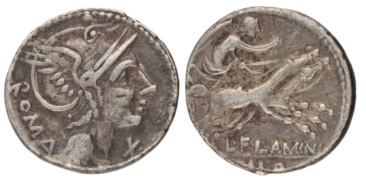 Roman Republic. L. Flaminius Chilo. Denarius. ND (109 - 108).