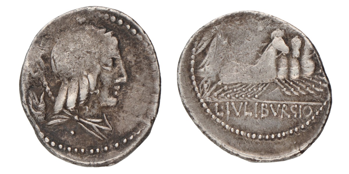 Roman Republic. L. Iulius Bursio. Denarius. ND (85 BC).