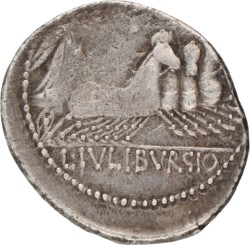 Roman Republic. L. Iulius Bursio. Denarius. ND (85 BC).