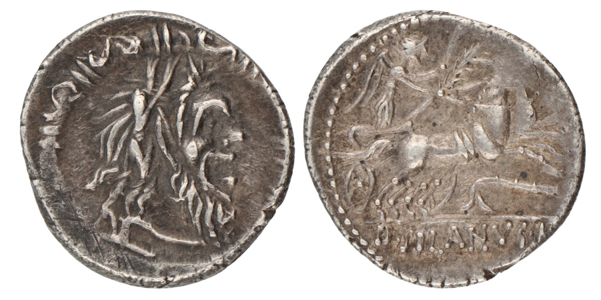 Roman Republic. D Iunius Silanus L.f. Denarius. ND (91 BC).