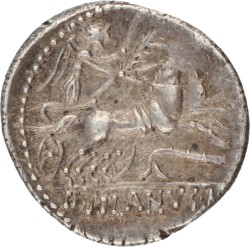 Roman Republic. D Iunius Silanus L.f. Denarius. ND (91 BC).