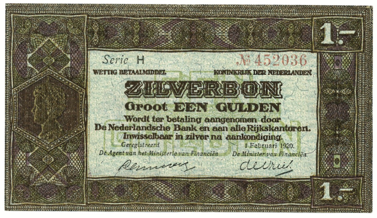 1 gulden. - Zeer Fraai.