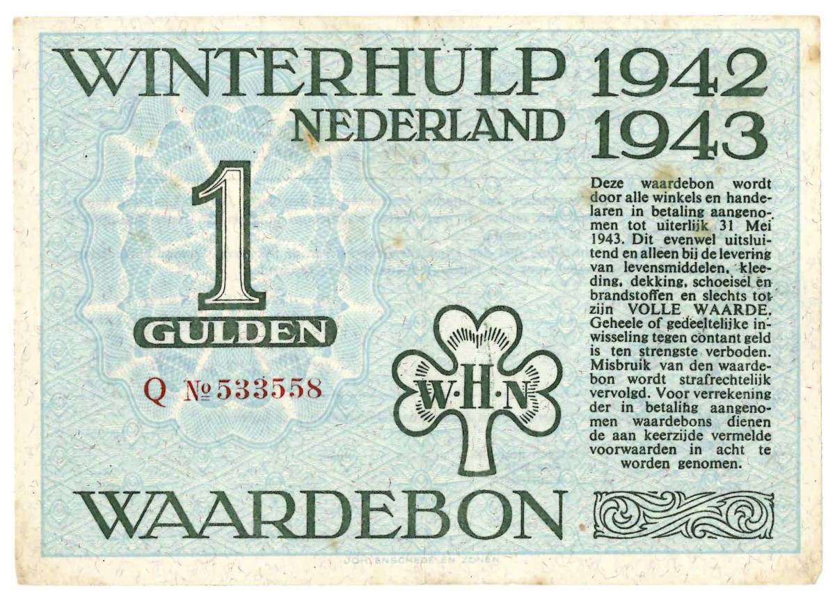 1 gulden 1942-1943. - Zeer Fraai.