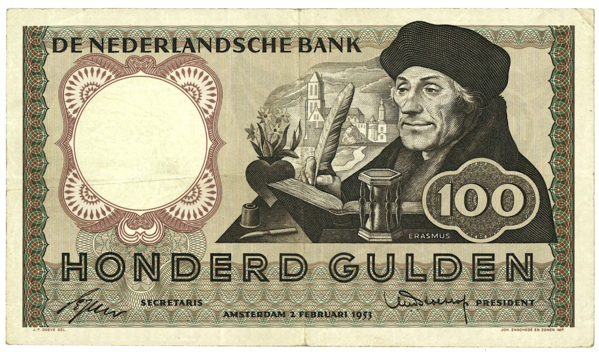 100 gulden zeldzaam type. - Zeer Fraai.