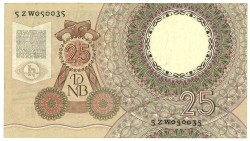 25 gulden Z serie. - Zeer Fraai +.