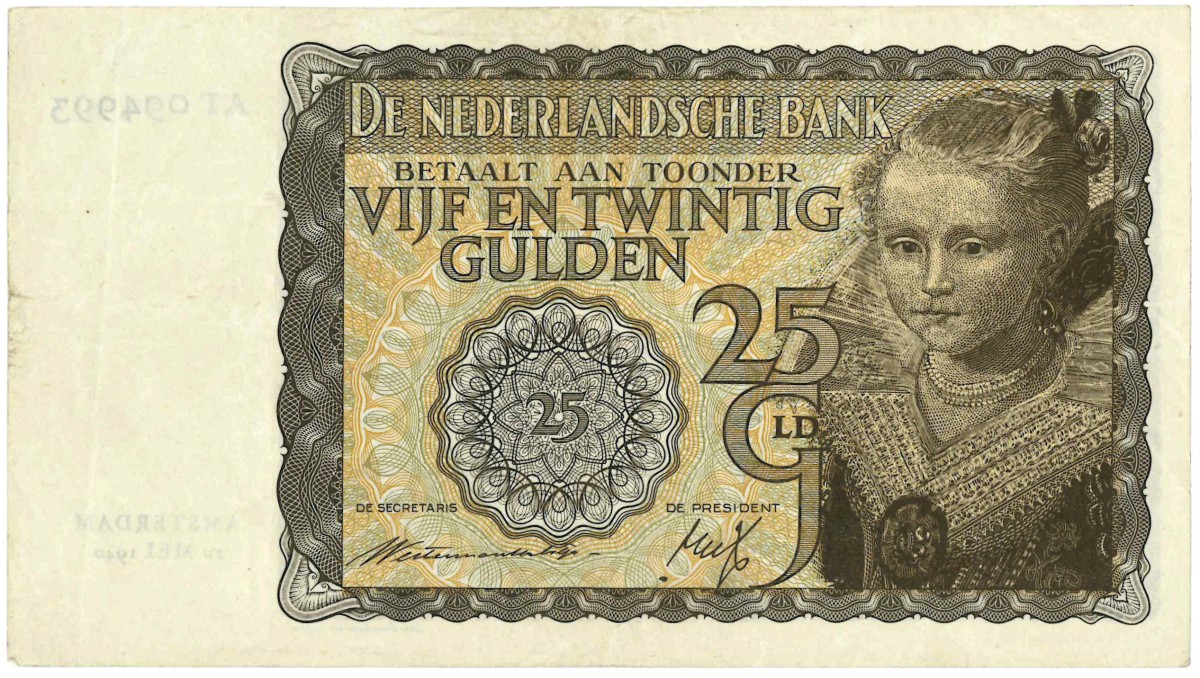 25 gulden. - Zeer Fraai +.