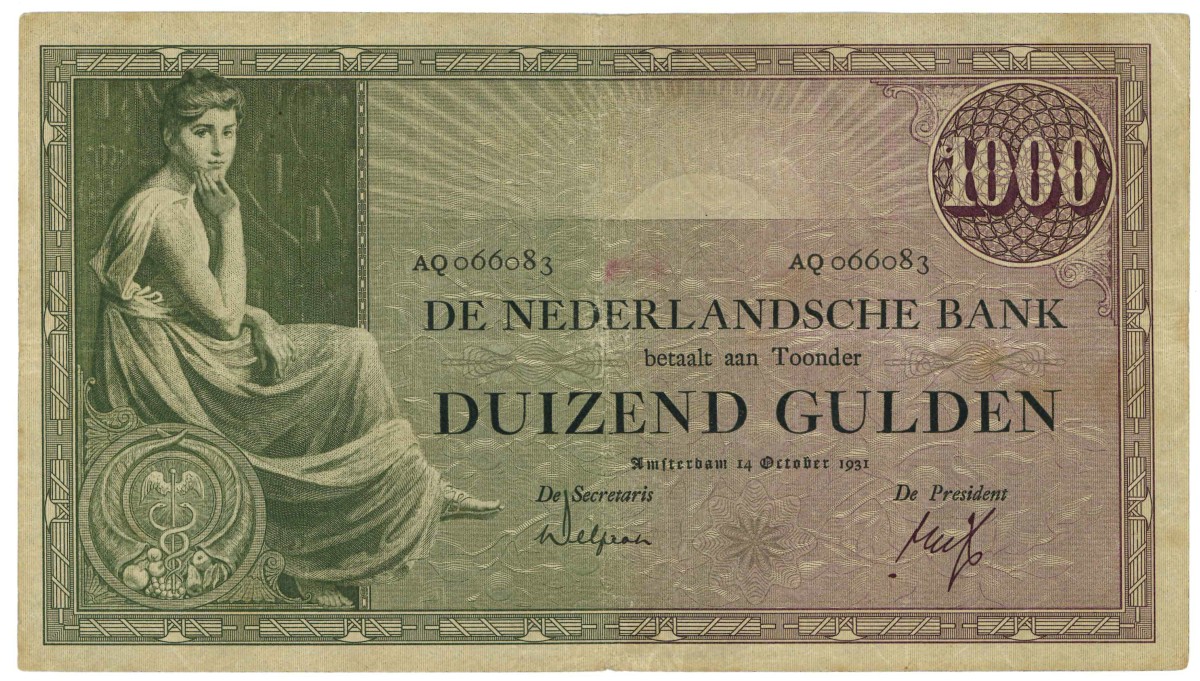 1000 gulden buiten omloop. - Fraai / Zeer Fraai.