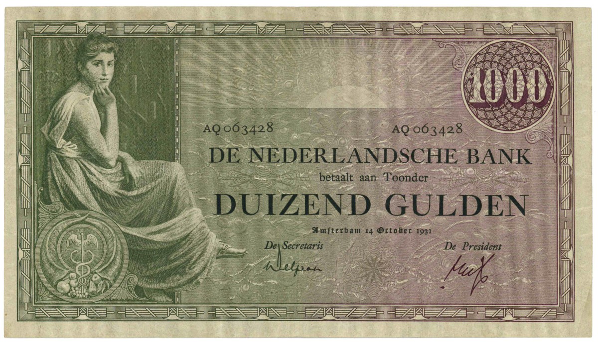 1000 gulden buiten omloop. - Zeer Fraai.