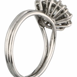 Platina rozet ring bezet met ca. 1.60 ct. diamant - Pt 900.