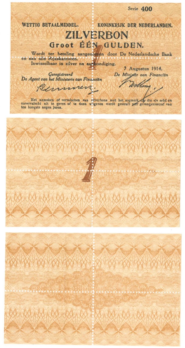 Nederland 1 gulden Zilverbon Type 1914 - Prachtig